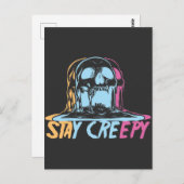 Carte Postale Rainbow Skull Kawaii Restez Déplaisant Pastel Goth (Devant / Derrière)