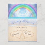Carte postale Rainbow Sky Beach Wedding RSVP (Devant)