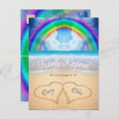 Carte postale Rainbow Sky Beach Wedding RSVP (Devant / Derrière)