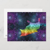 Carte Postale Rainbow Space Kitty Chat en Galaxie (Devant / Derrière)