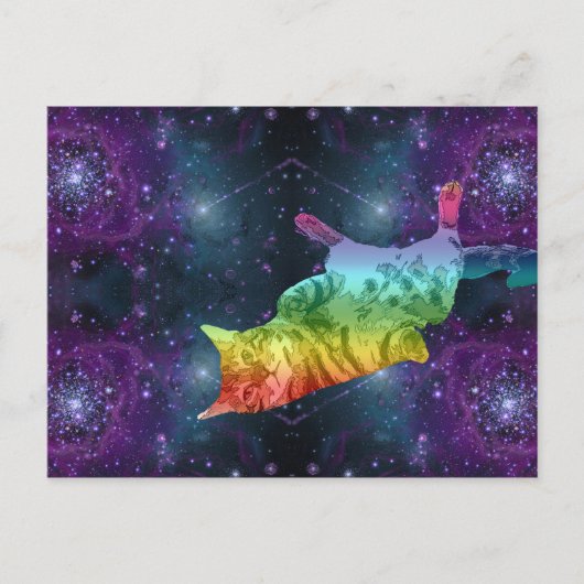 Carte Postale Rainbow Space Kitty Chat en Galaxie (Devant)