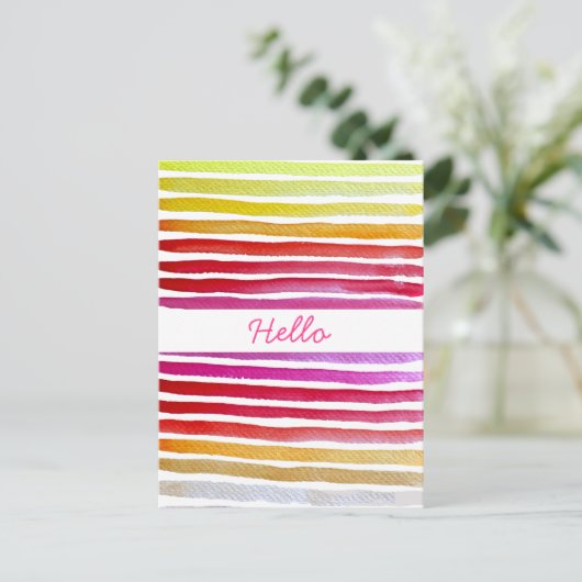Carte Postale Rainbow stripes cute watercolor (Debout devant)