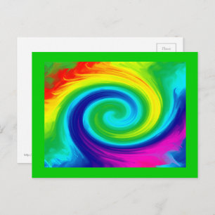 Carte Postale Rainbow Swirl Art Design Abstrait
