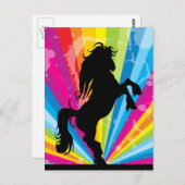 Carte postale Rainbow Techno Silhouette Horse (Devant / Derrière)