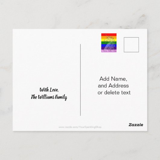 Carte Postale Rainbow Unicorn Magical LGBT Gay pride (Dos)