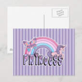 Carte Postale Rainbow Unicorn Papillon Princesse Design (Devant / Derrière)