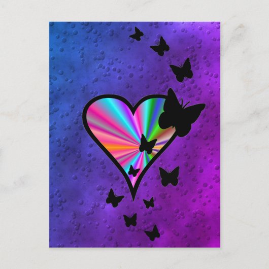 Carte Postale Rainbowheart et papillon (Devant)