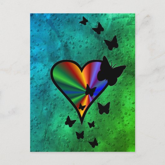 Carte Postale Rainbowheart et papillon (Devant)