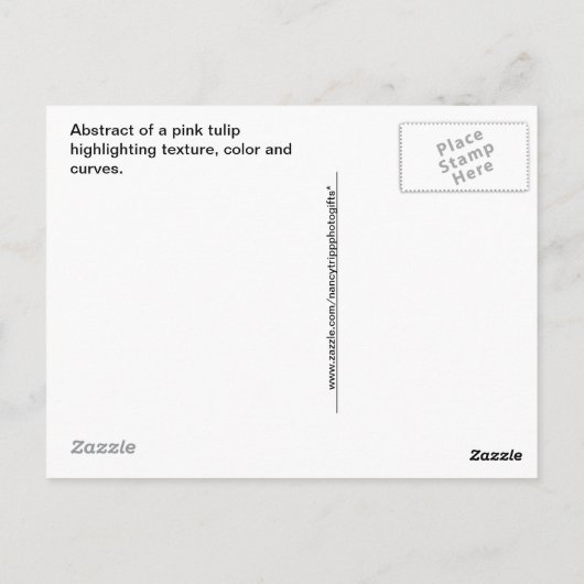 Carte Postale Raindrops, Pink Spring Tulip Abstrait Macro photo (Dos)