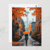 Carte Postale Rainy Day à Seattle Washington (Devant / Derrière)