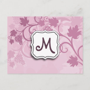 Carte Postale Raisins Abstraits de lavande florale et monogramme