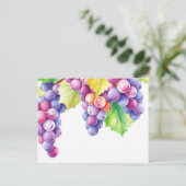 Carte Postale Raisins aquarelle sur fond blanc propre (Debout devant)