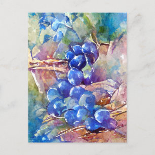 Carte Postale Raisins bleus peints