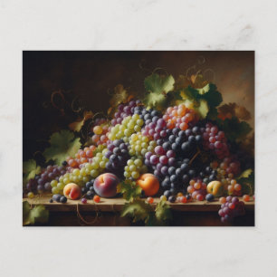 Carte Postale Raisins et fruits Peinture à vie morte