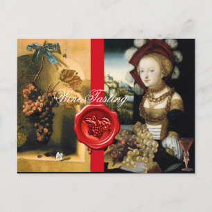 CARTE POSTALE RAISINS ET VIN DE VIGNOBLE ANCIEN, SCEAU DE CIRE R