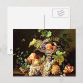 Carte Postale Raisins Fruit Bird Still Life peinture (Devant / Derrière)