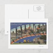 Carte Postale Raleigh, Caroline du Nord - Scènes de grandes lett (Devant / Derrière)