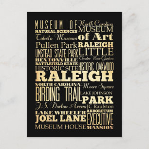 Carte Postale Raleigh City of North Carolina State Typography