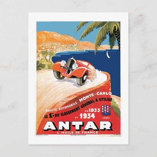 Carte Postale Rallye Automobile Monte Carlo (Devant)