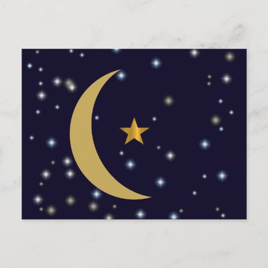 Carte Postale Ramadan Kareem lune et étoile (Devant)