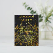 Carte postale Ramadan Kareem or noir (Debout devant)