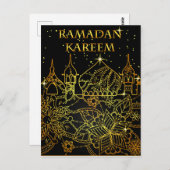 Carte postale Ramadan Kareem or noir (Devant / Derrière)