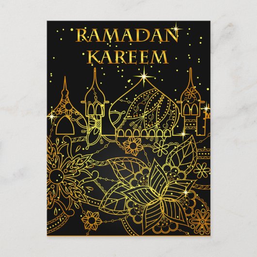 Carte postale Ramadan Kareem or noir (Devant)