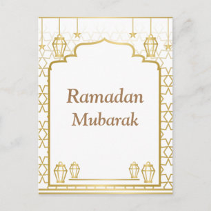 Carte Postale Ramadan Kareem Typographie Texte Croissant Islamiq