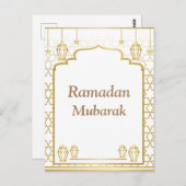 Carte Postale Ramadan Kareem Typographie Texte du Croissant isla (Devant / Derrière)