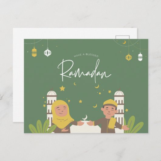 Carte Postale Ramadan Mubarak | Ramadan Kareem Holiday Postcard (Devant / Derrière)