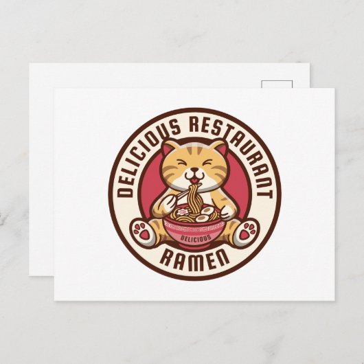Carte Postale Ramen Cat  (Devant / Derrière)