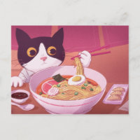 Carte postale Ramen Chat