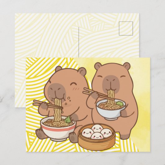 Carte Postale Ramen de Capybara Drôle (Devant / Derrière)