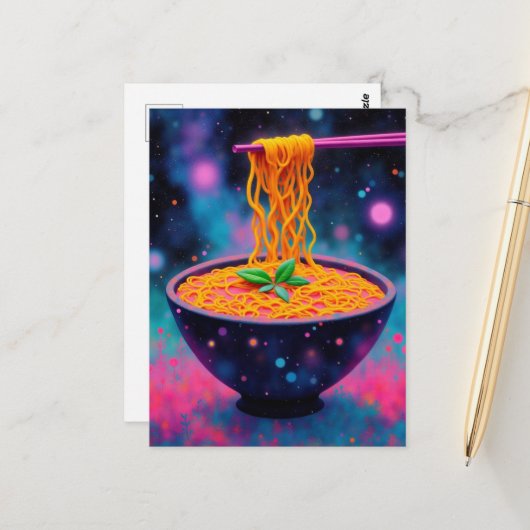 Carte Postale Ramen Fantastique Coloré (Devant/Arrière en situation)