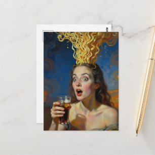 Carte Postale Ramen Femme Explosion Surréaliste du Cerveau