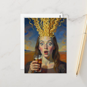 Carte Postale Ramen Surréaliste Explosion de Cerveau Femme