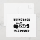 Carte Postale Ramenez la Silhouette de voiture de course V12 (Devant / Derrière)