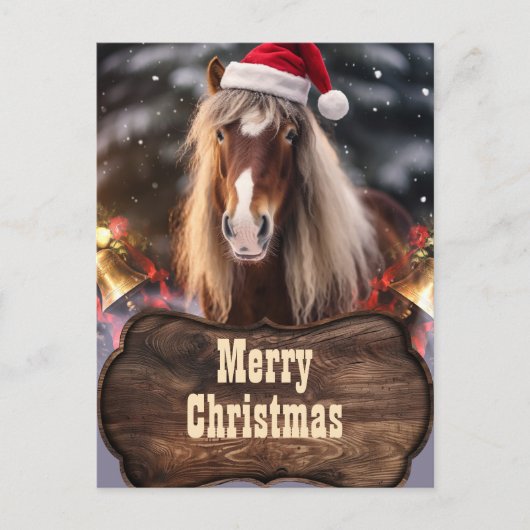 Carte Postale Ranch Cheval de Noël (Devant)