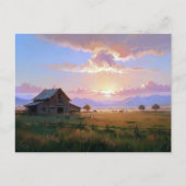 Carte Postale Ranch Sunset Sunrise Peinture Ancienne Ferme aband (Devant)