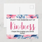 Carte Postale Random Act of Kindness" Motivational floral (Devant / Derrière)