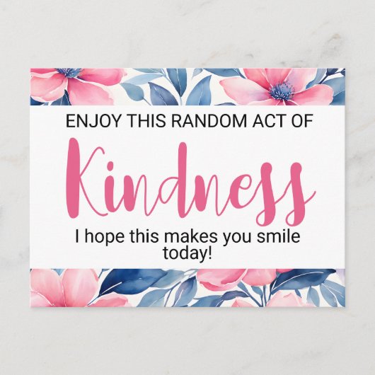 Carte Postale Random Act of Kindness" Motivational floral (Devant)