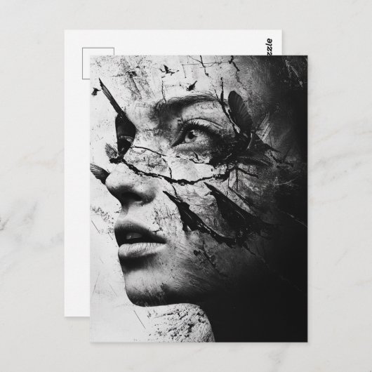 Carte Postale Random Art Mon chat Fabriqué des oiseaux sur mon e (Devant / Derrière)