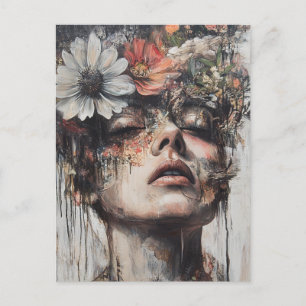 Carte Postale Random Art Mon chat Fleurs Fabriquées sur mon espr