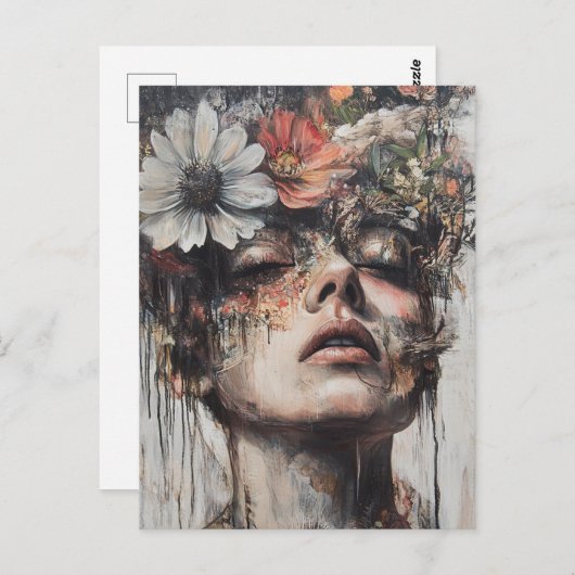 Carte Postale Random Art Mon chat Fleurs Fabriquées sur mon espr (Devant / Derrière)