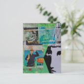 Carte Postale Random Mixed Media Collage Working Men and a Face (Debout devant)