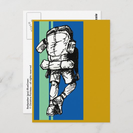 Carte Postale Randonneur (type)-BleuVert (Devant / Derrière)