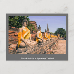 Carte Postale Rangée de Bouddha à Ayutthaya Thaïlande.