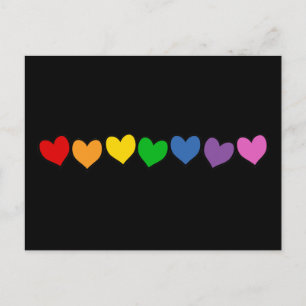 Carte Postale Rangée de Coeurs Arc-en-Ciel