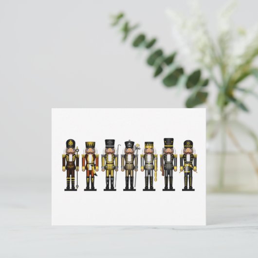 Carte Postale Rangée de sept gays Bear Pride Nutcrackers drapeau (Debout devant)
