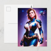 Carte Postale Ranger d'espace Sci Fi féminin des années 50 Vivid (Devant / Derrière)